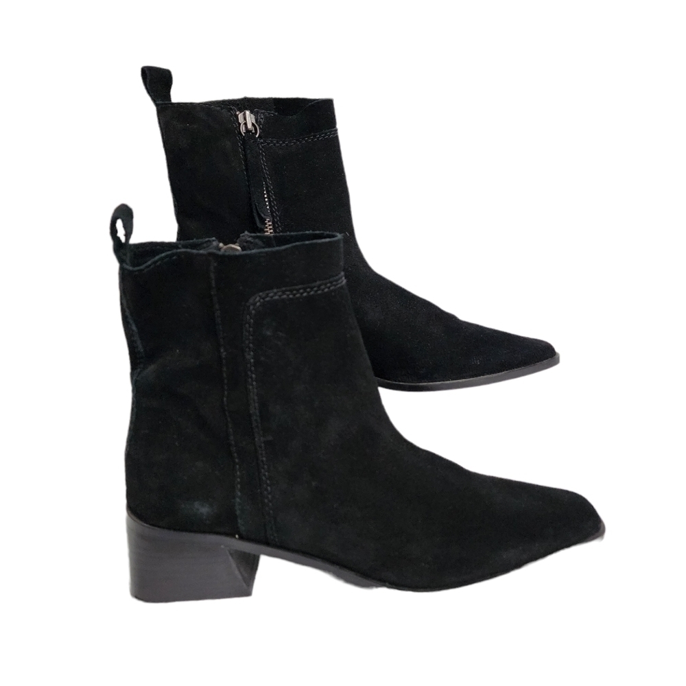 ZARA SUEDE SQUARE HEEL ANKLE BOOT